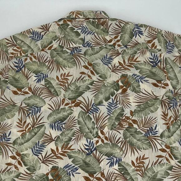 Vintage Tori Richard Aloha Shirt Cream/Green/Blue Tropical Mens Large - Picture 5 of 7